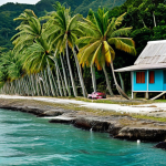 Eroding Coastline**

"A coastal village in Palau, with rising sea levels encroaching on homes, fully clothed villagers observing the water line, modest houses partially submerged, palm trees leaning precariously, appropriate content, safe for work, perfect anatomy, correct proportions, professional photography, environmental concern, fully clothed"

**